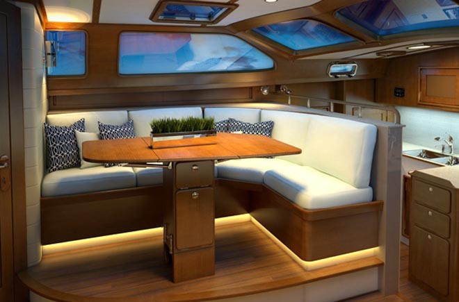 Morris 48GT lounge and eating area ©  SW